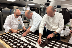 An image of the construction of the chocolate train.